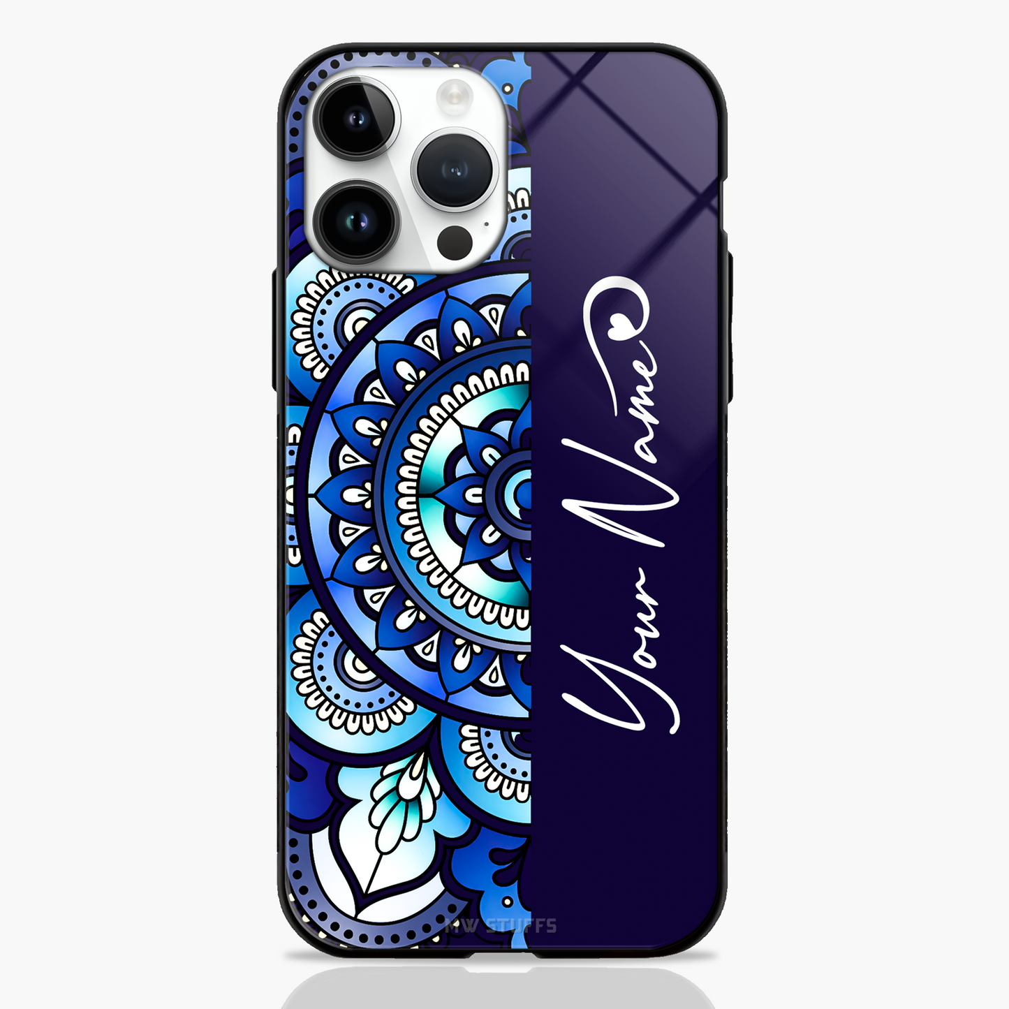 Custom Name Mandala Glass Case (6 variants) - - MW Stuffs -