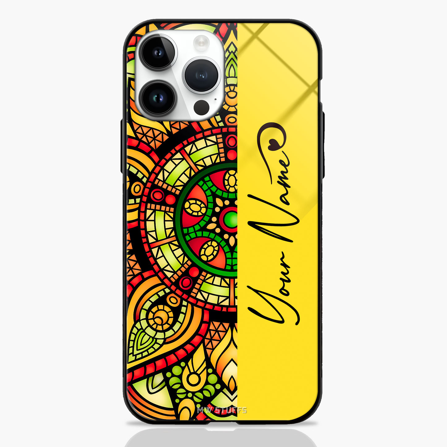 Custom Name Mandala Glass Case (6 variants) - - MW Stuffs -