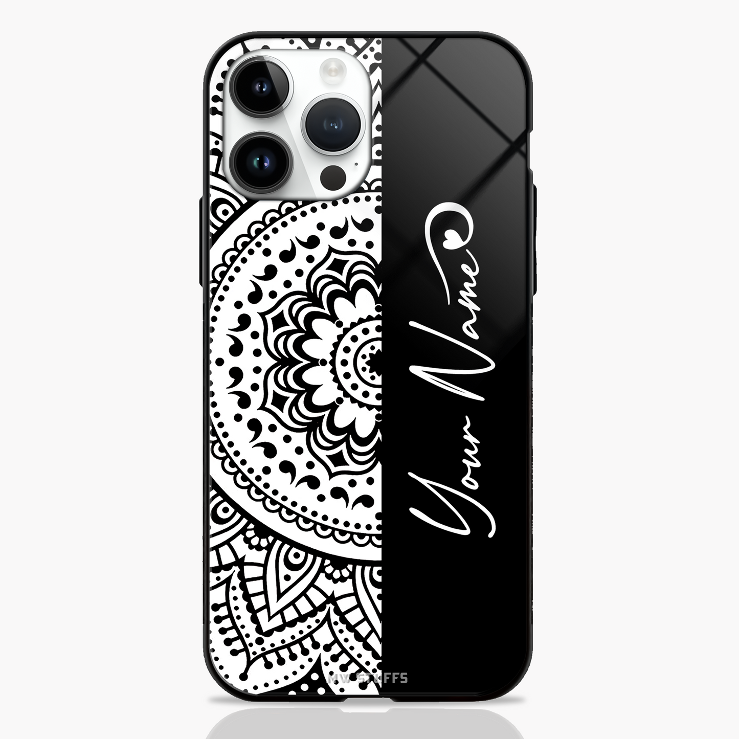 Custom Name Mandala Glass Case (6 variants) - - MW Stuffs -