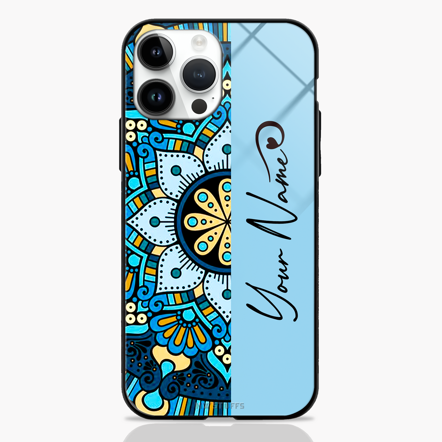 Custom Name Mandala Glass Case (6 variants) - - MW Stuffs -