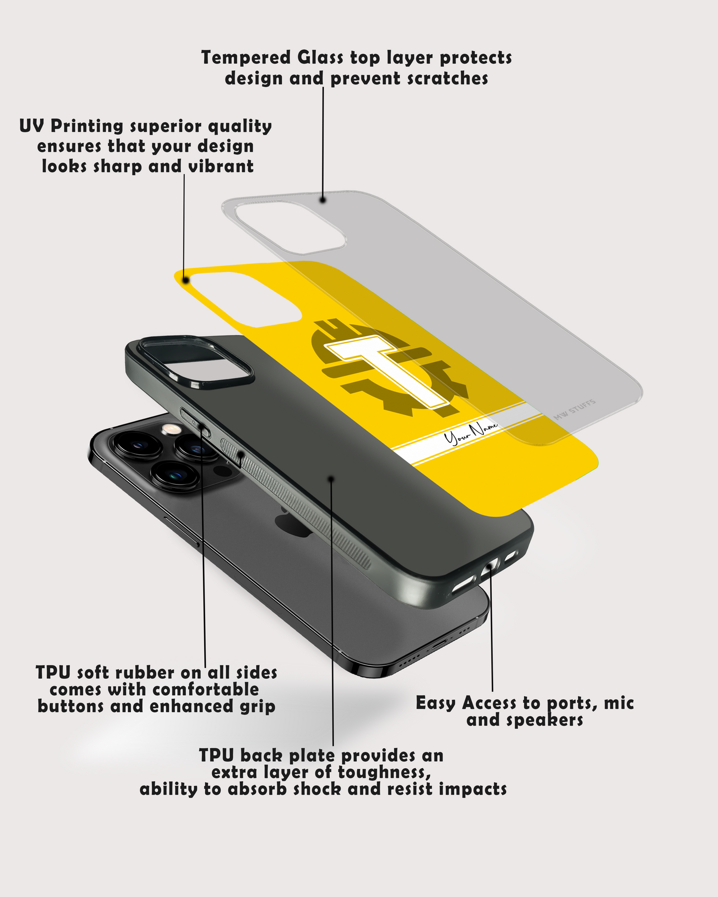 Custom Name & Profession Logo Glass Case - - MW Stuffs -