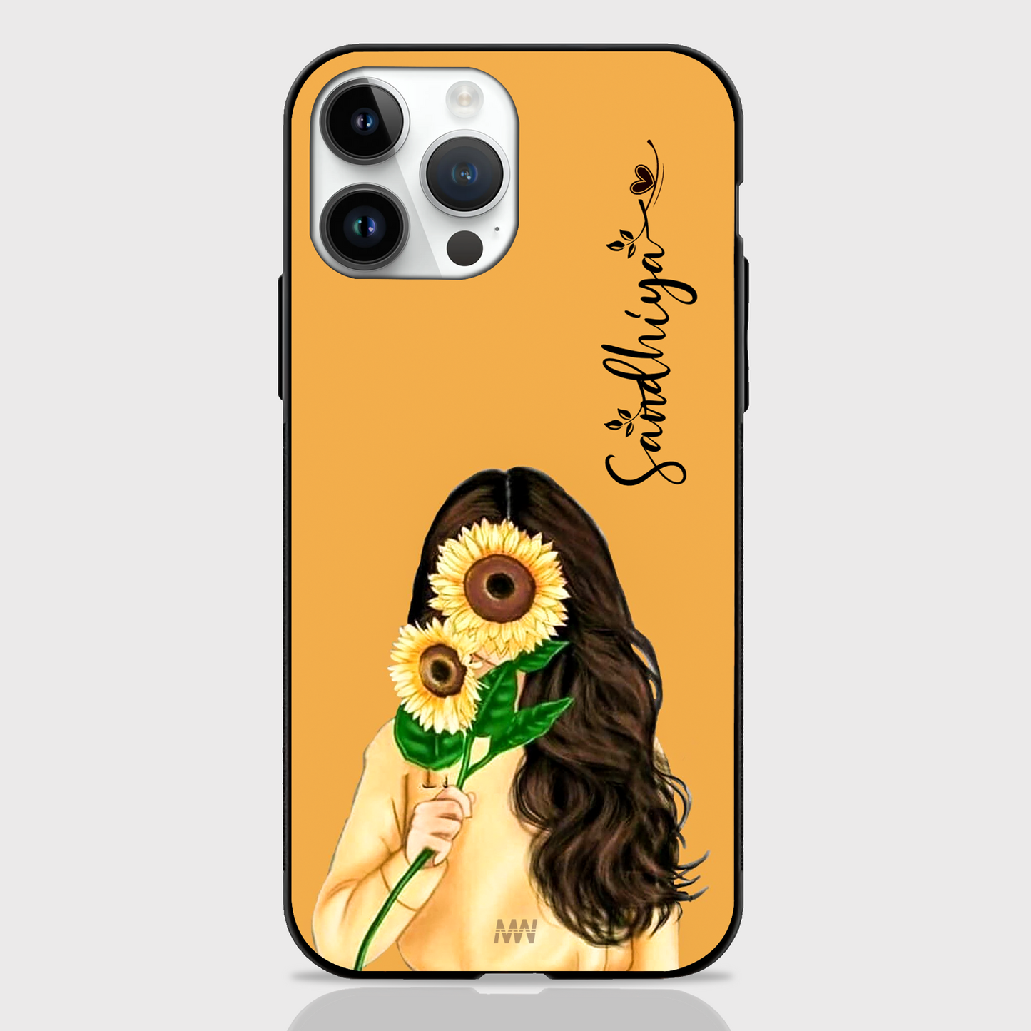 Custom Name Sunflower Soul GLASS CASE - - MW Stuffs -