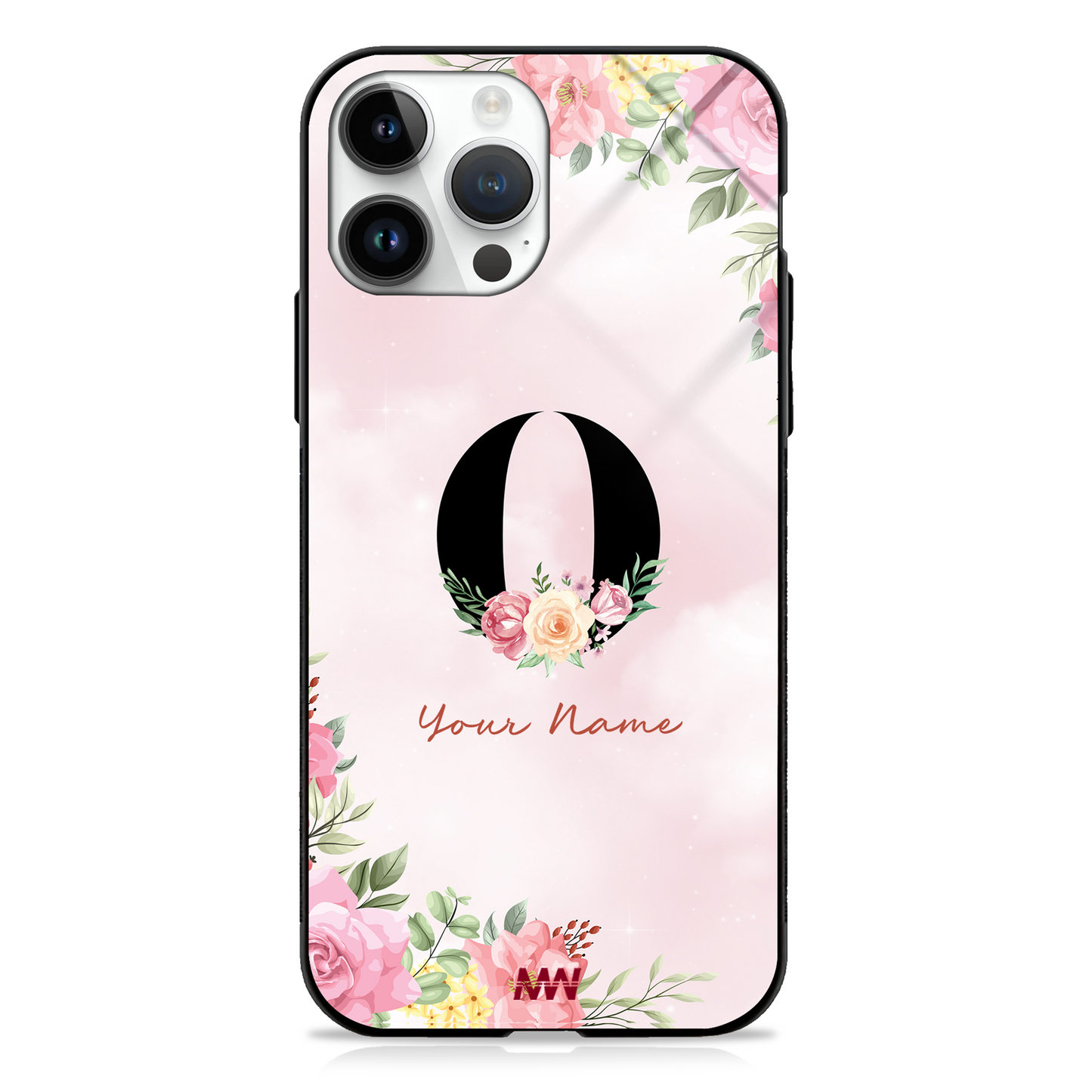 Cute Roses Custom Name Floral Premium GLASS CASES - - MW Stuffs -