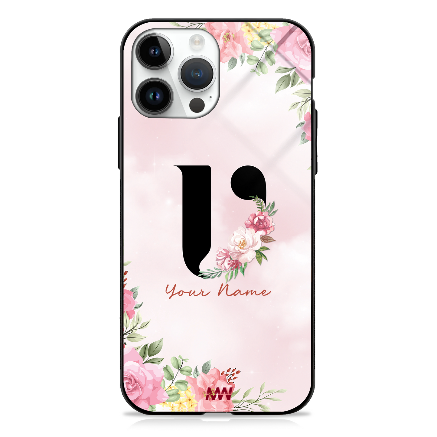 Cute Roses Custom Name Floral Premium GLASS CASES - - MW Stuffs -