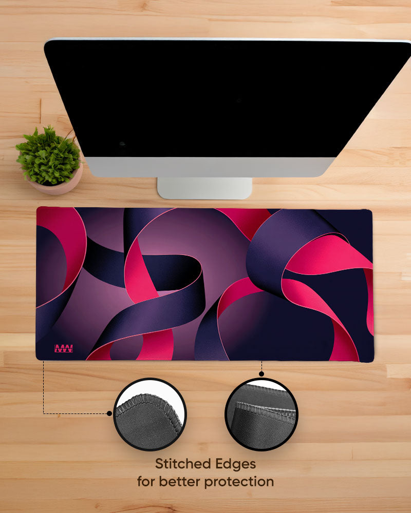 Interwoven Elegance in Red and Violet Deskmat