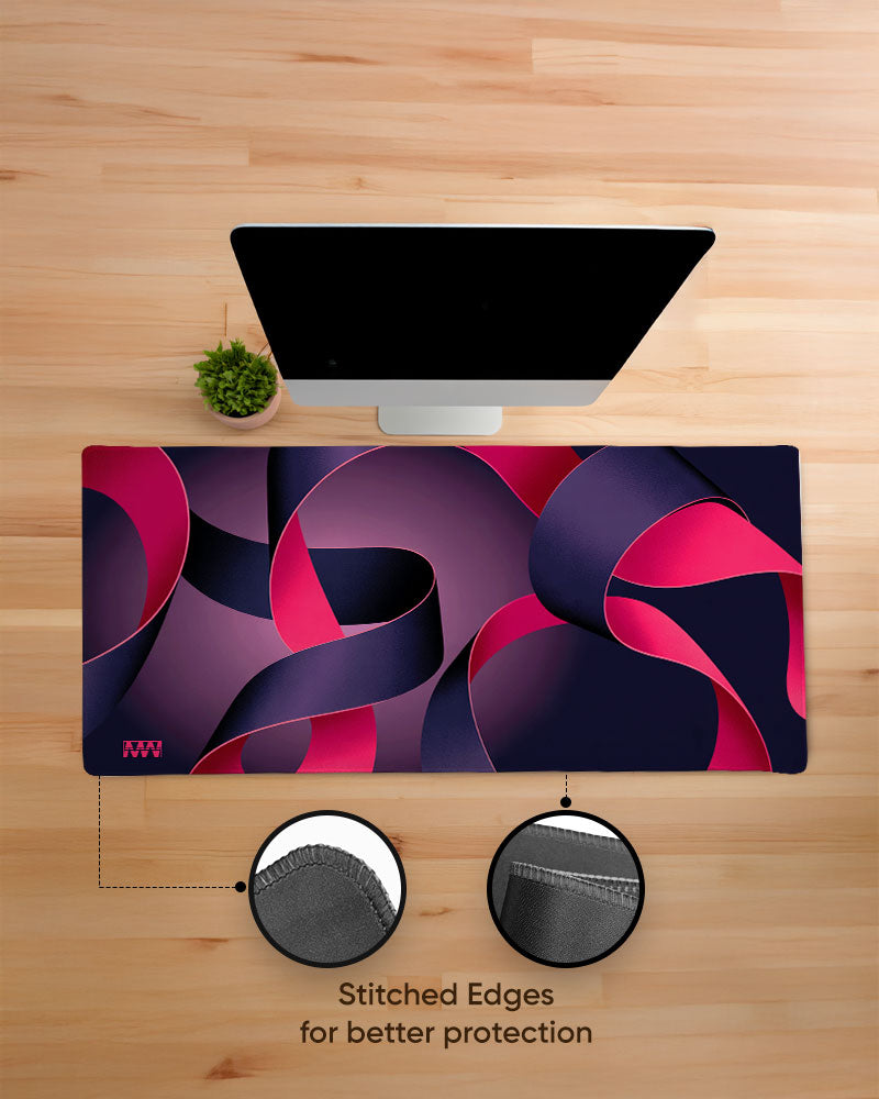Interwoven Elegance in Red and Violet Deskmat