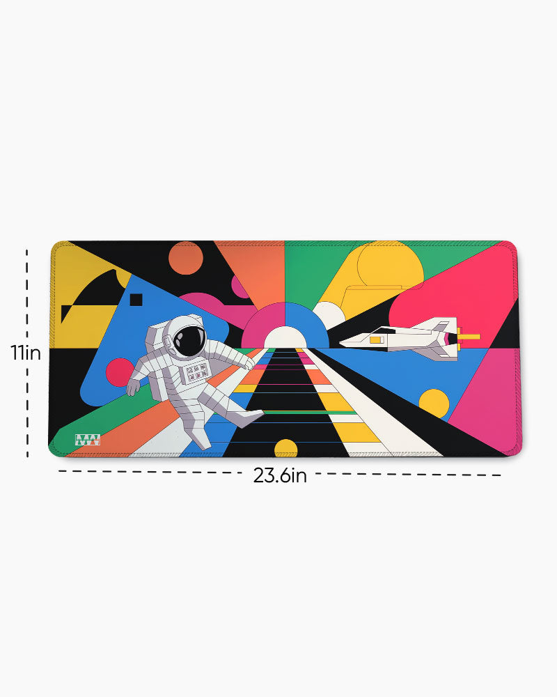 Astronaut's Journey on the Neon Path Deskmat