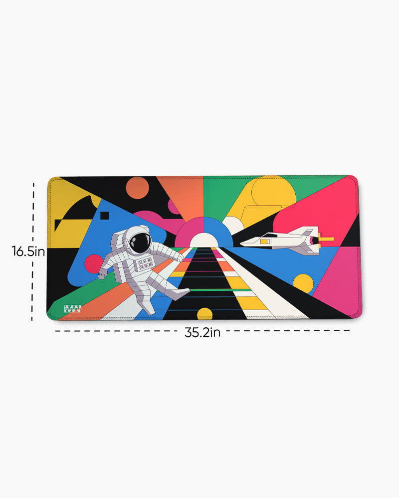 Astronaut's Journey on the Neon Path Deskmat