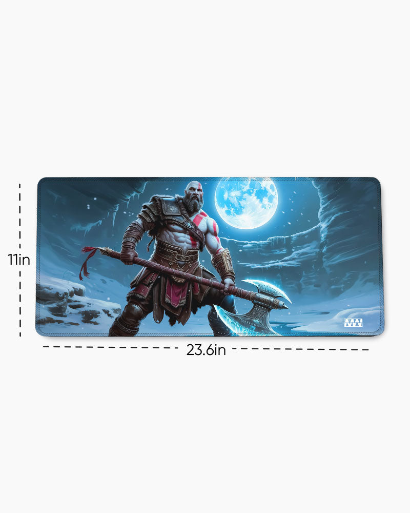 Frostbound Fury Moonlit Axe Wielder Deskmat