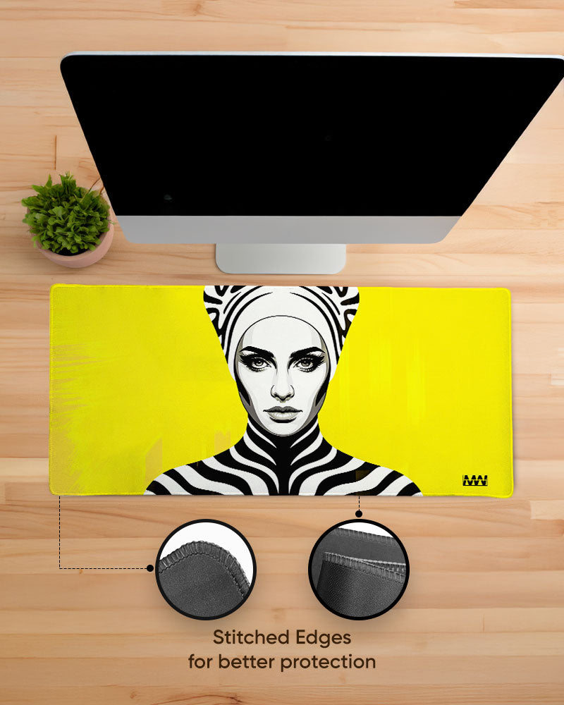 Electric Wild Zebra Pulse on Yellow Deskmat