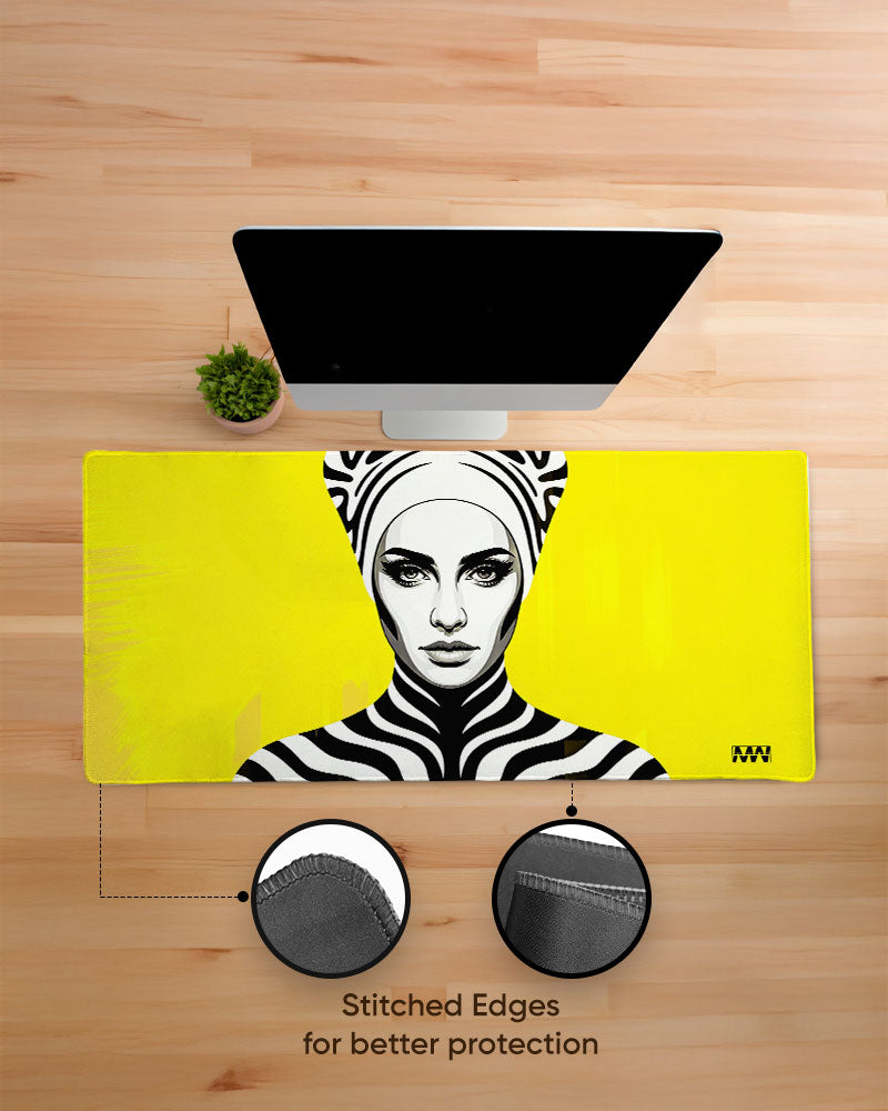 Electric Wild Zebra Pulse on Yellow Deskmat