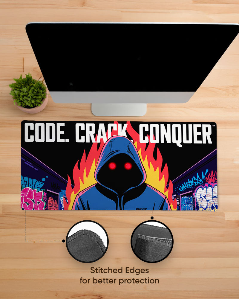 Code Crack Conquer Digital Inferno DeskMat