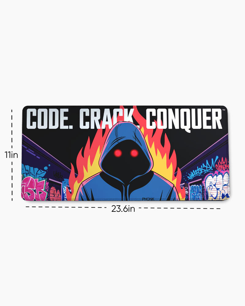 Code Crack Conquer Digital Inferno DeskMat
