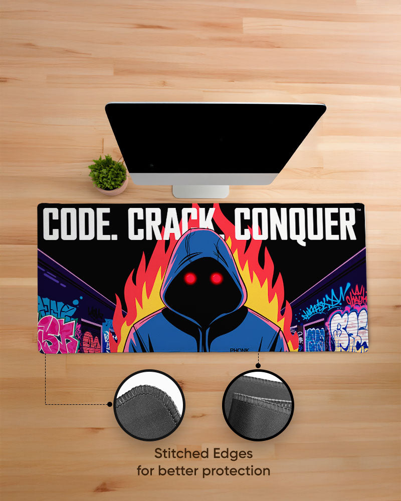 Code Crack Conquer Digital Inferno DeskMat