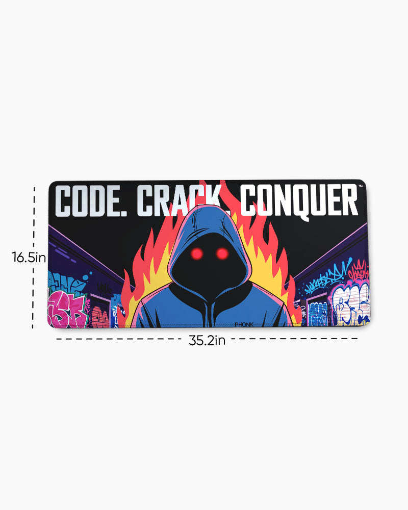 Code Crack Conquer Digital Inferno DeskMat