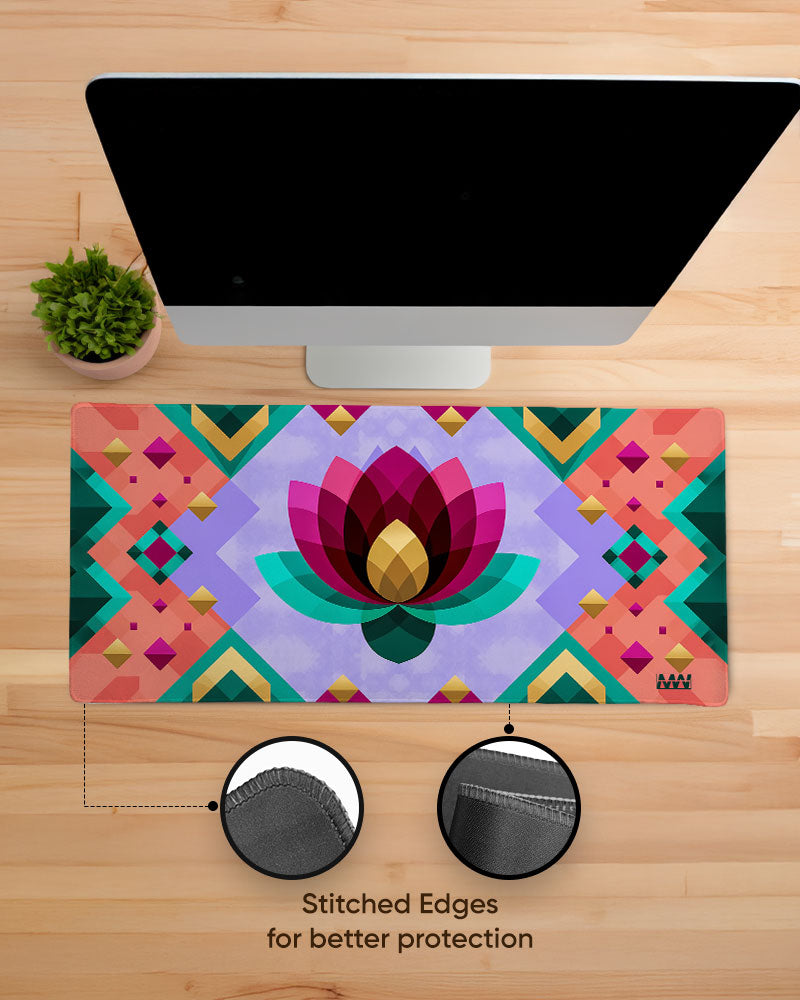Lotus Radiance Geometry in Bloom Deskmat