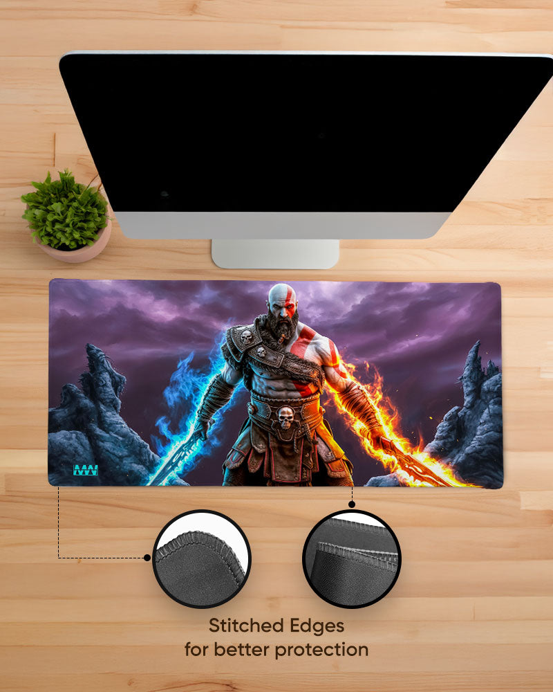 Inferno Clash Dual-Blade Warrior Deskmat