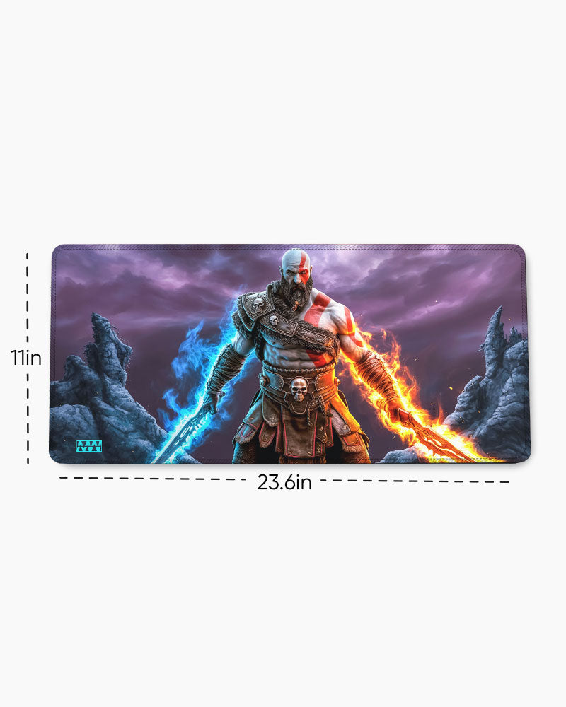 Inferno Clash Dual-Blade Warrior Deskmat