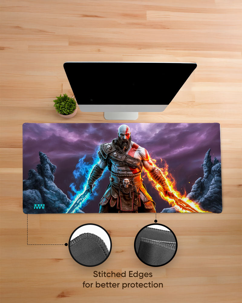 Inferno Clash Dual-Blade Warrior Deskmat