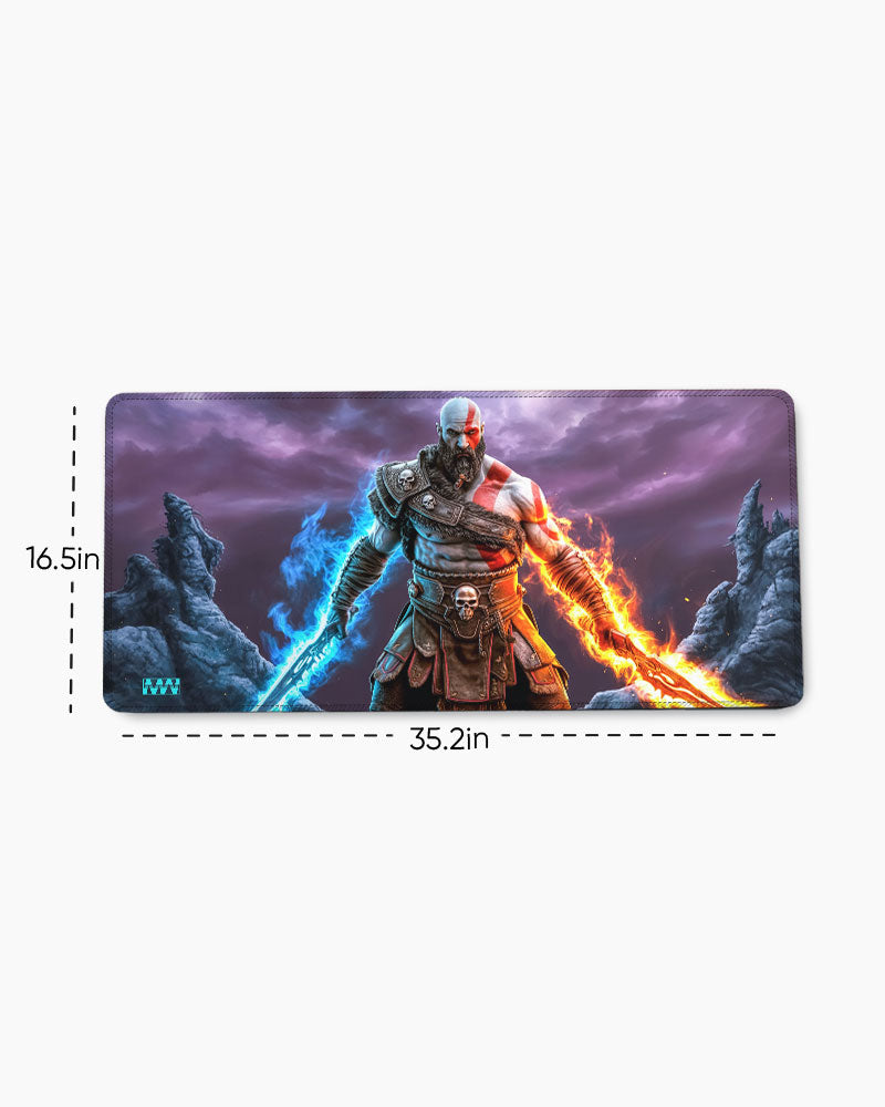 Inferno Clash Dual-Blade Warrior Deskmat