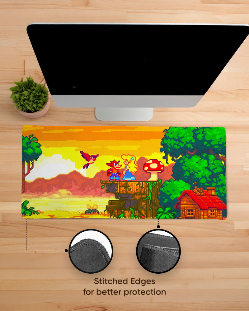 Pixel Horizon Sunset Quest Desk Mat