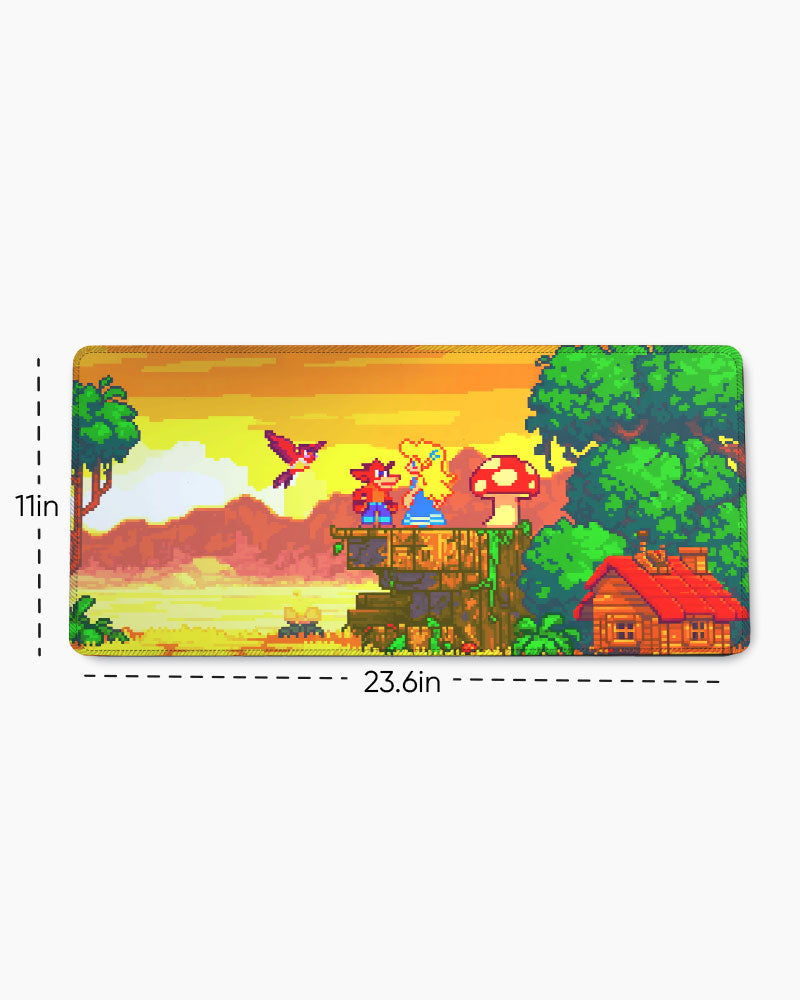 Pixel Horizon Sunset Quest Desk Mat
