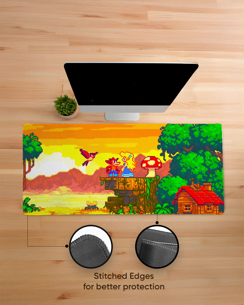 Pixel Horizon Sunset Quest Desk Mat