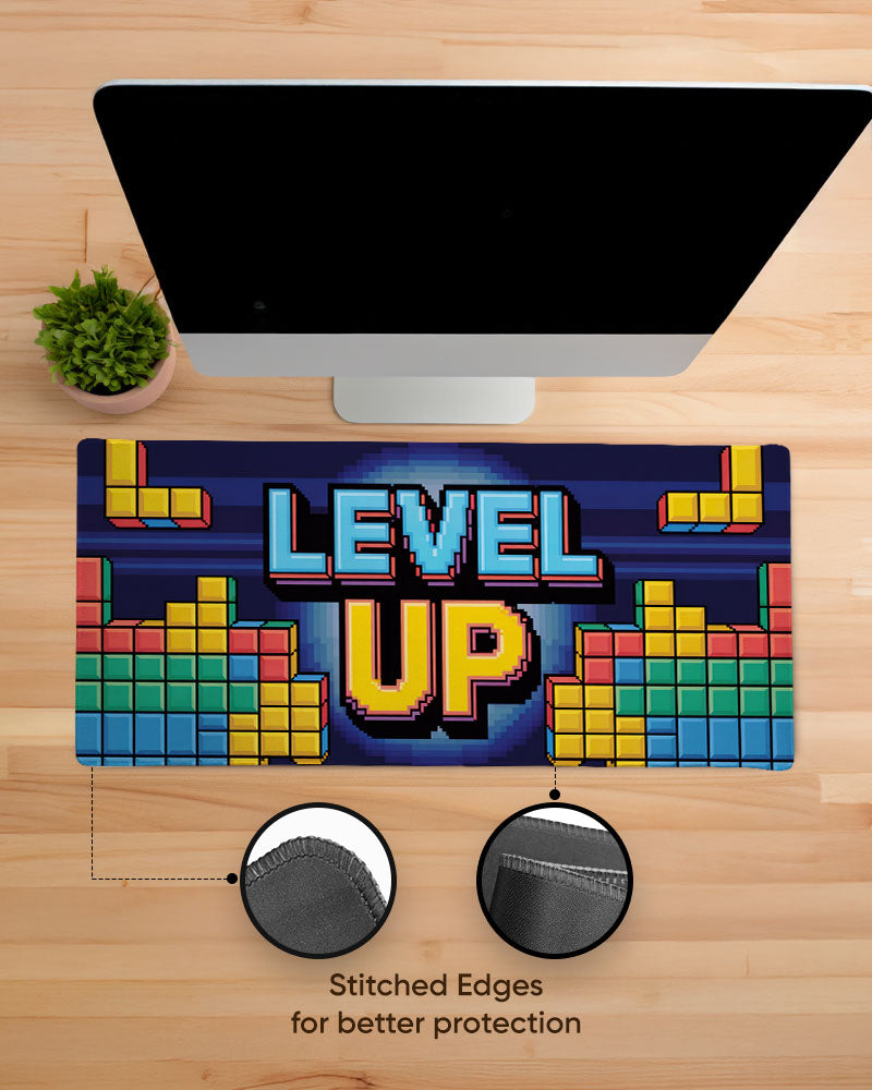 Level Up Retro Pixel Gaming Desk Mat