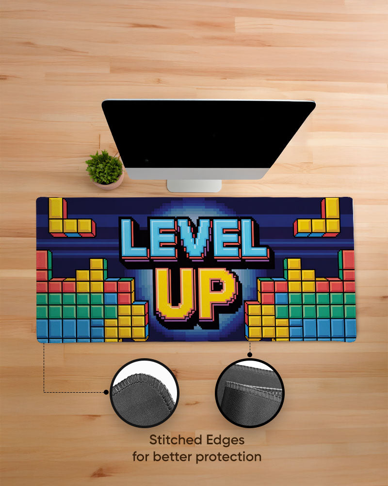 Level Up Retro Pixel Gaming Desk Mat
