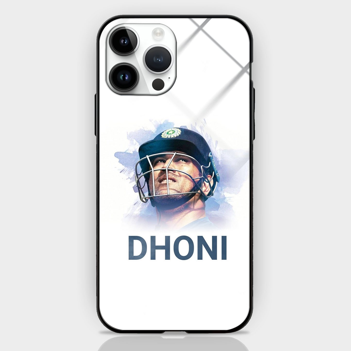 Dhoni Simple White Premium Glass Case - - MW Stuffs -