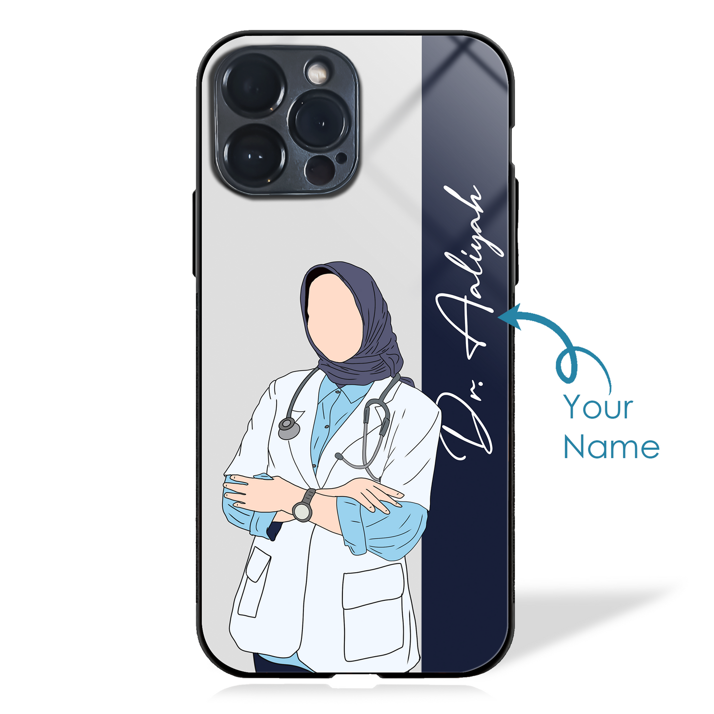 Dr. You β Elegant Custom Name Glass Case for Women