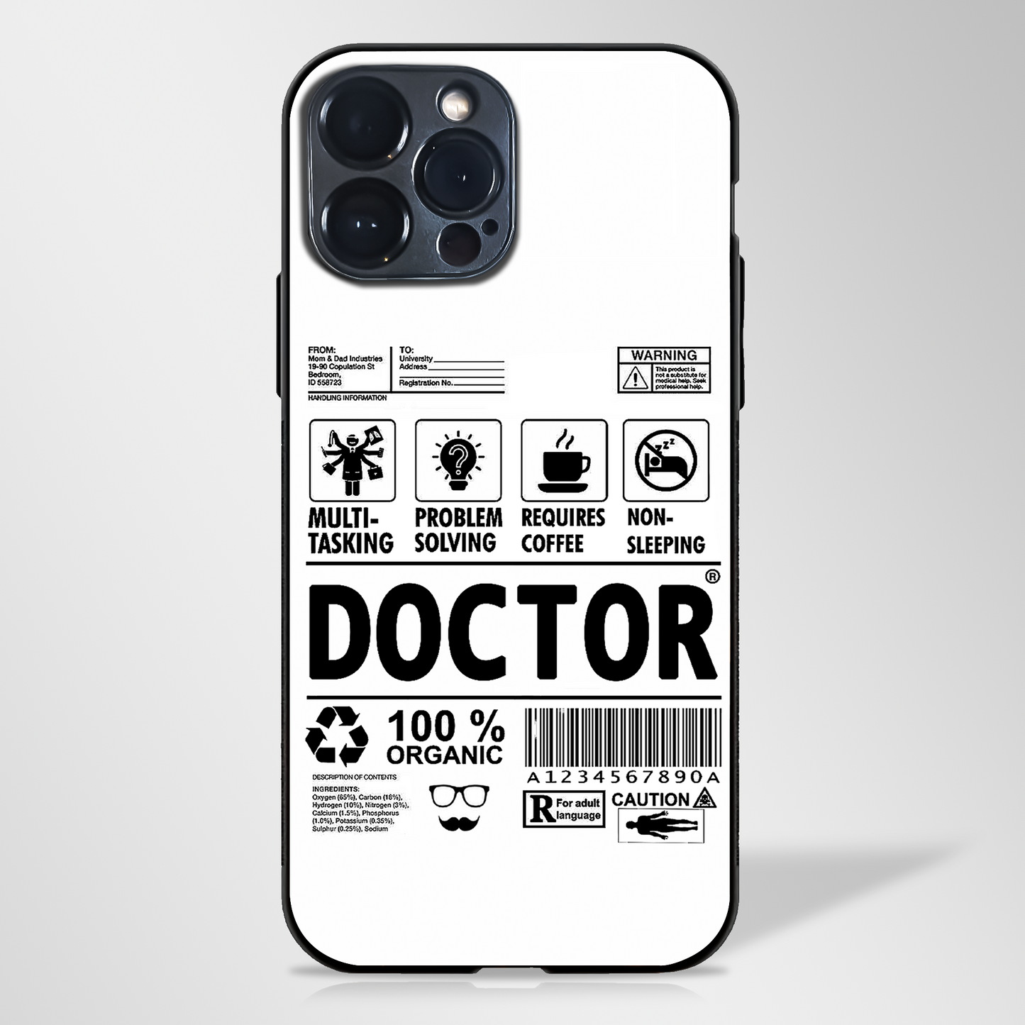 Doctor Essence Glass Case (Black & White)