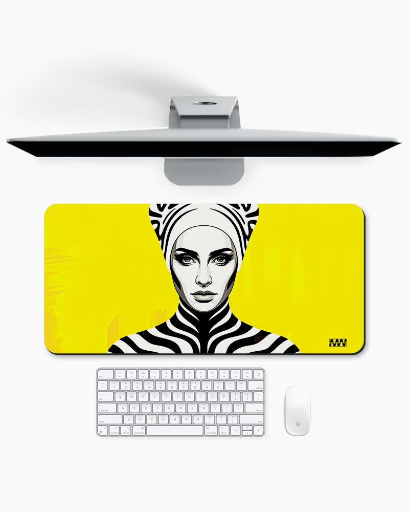 Electric Wild Zebra Pulse on Yellow Deskmat