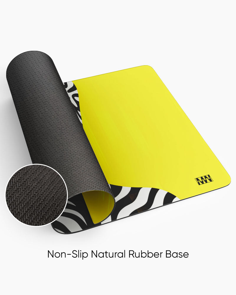 Electric Wild Zebra Pulse on Yellow Deskmat