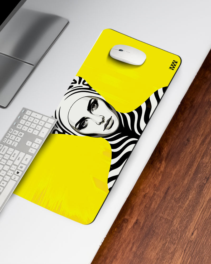 Electric Wild Zebra Pulse on Yellow Deskmat