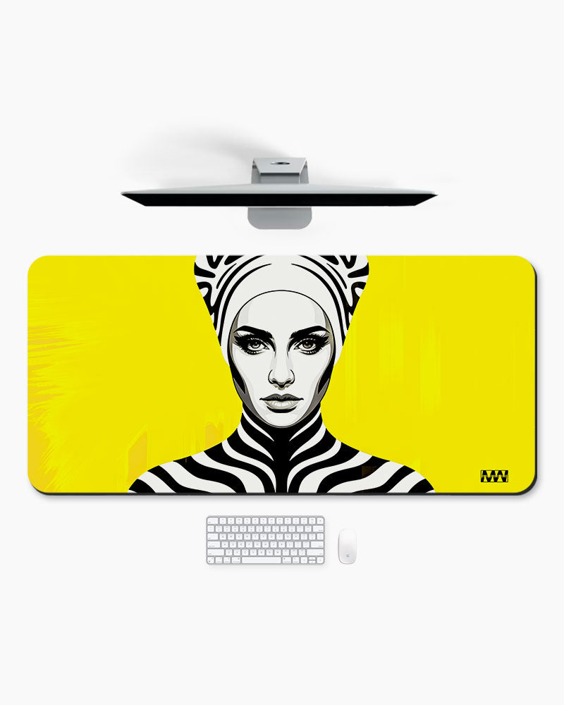 Electric Wild Zebra Pulse on Yellow Deskmat