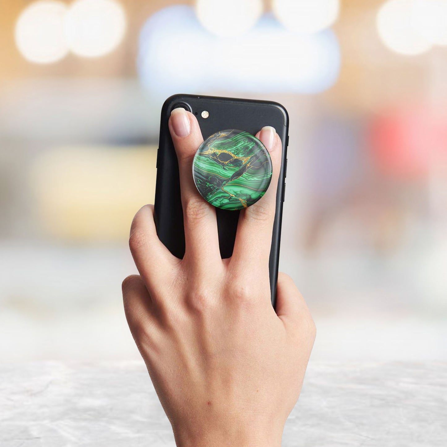 Emerald and Gold Marble Gloss Pop Holder
