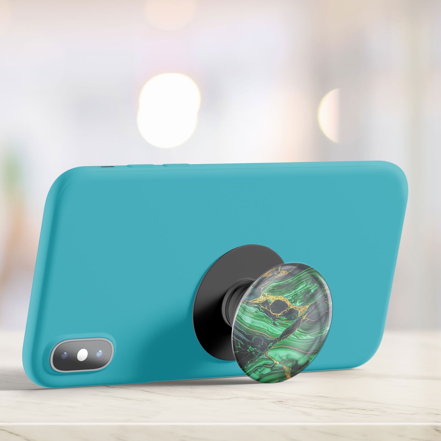 Emerald and Gold Marble Gloss Pop Holder