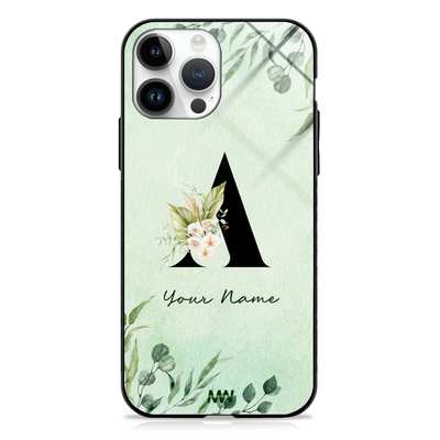 Enchanted Green Custom Name Floral GLASS CASE
