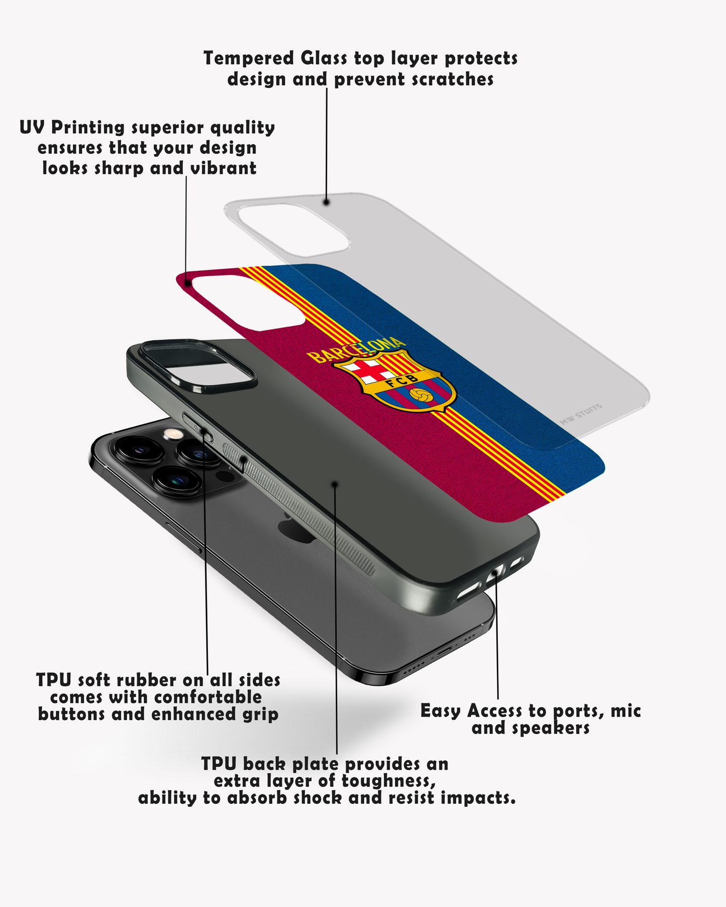 FCB Club Pattern Glass Case - - MW Stuffs -