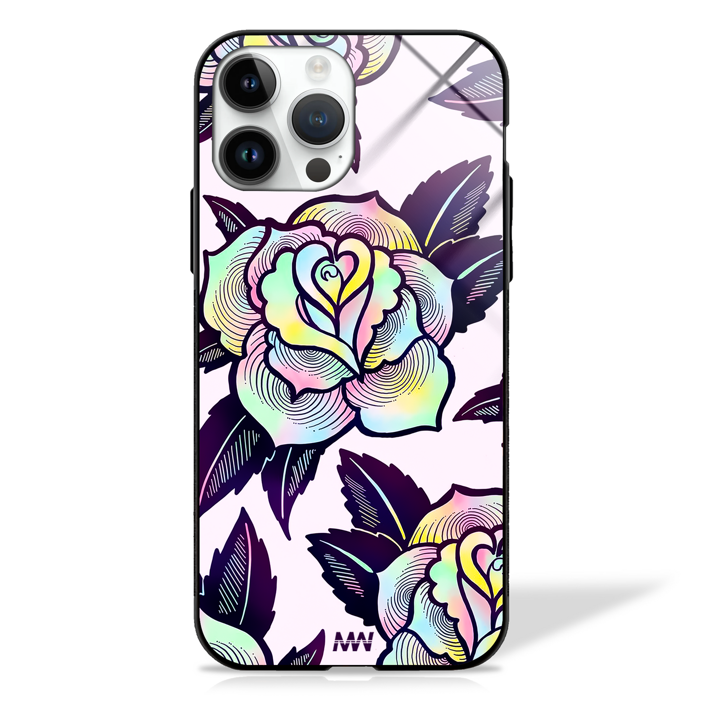Flower Power floral Premium GLASS CASE - - MW Stuffs -