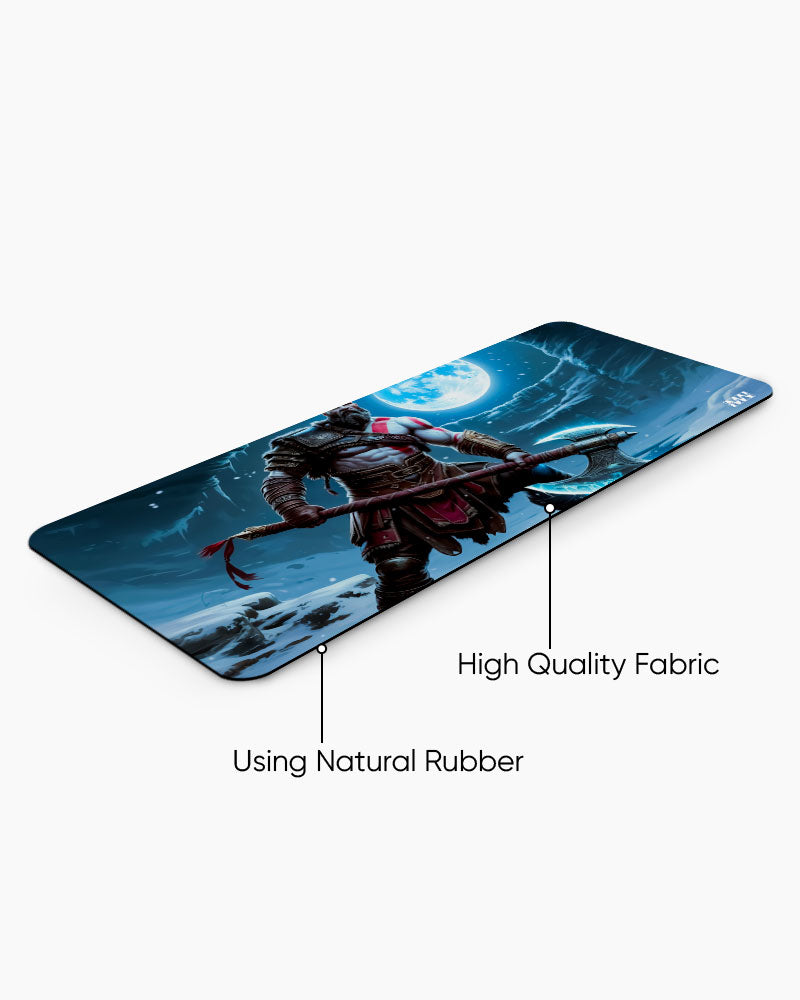 Frostbound Fury Moonlit Axe Wielder Deskmat