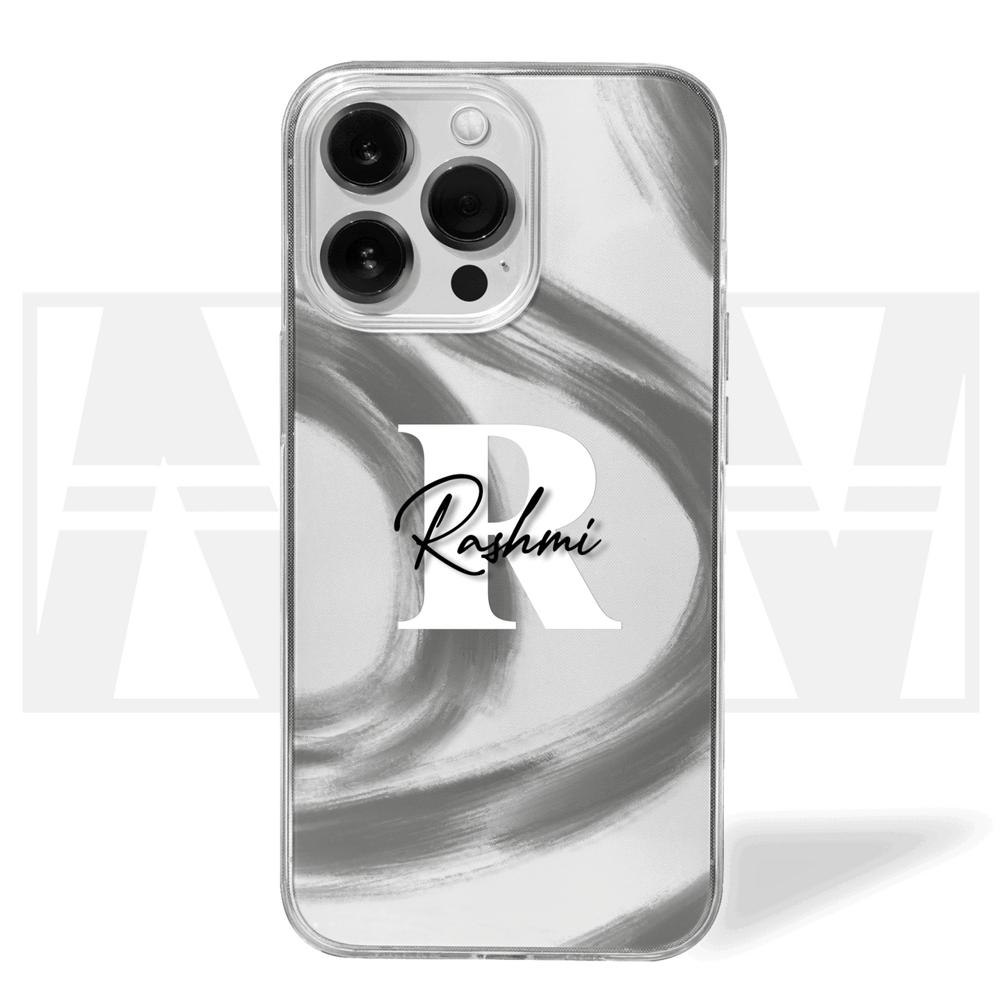 Signature Swirl Custom Name Clear Silicone Case