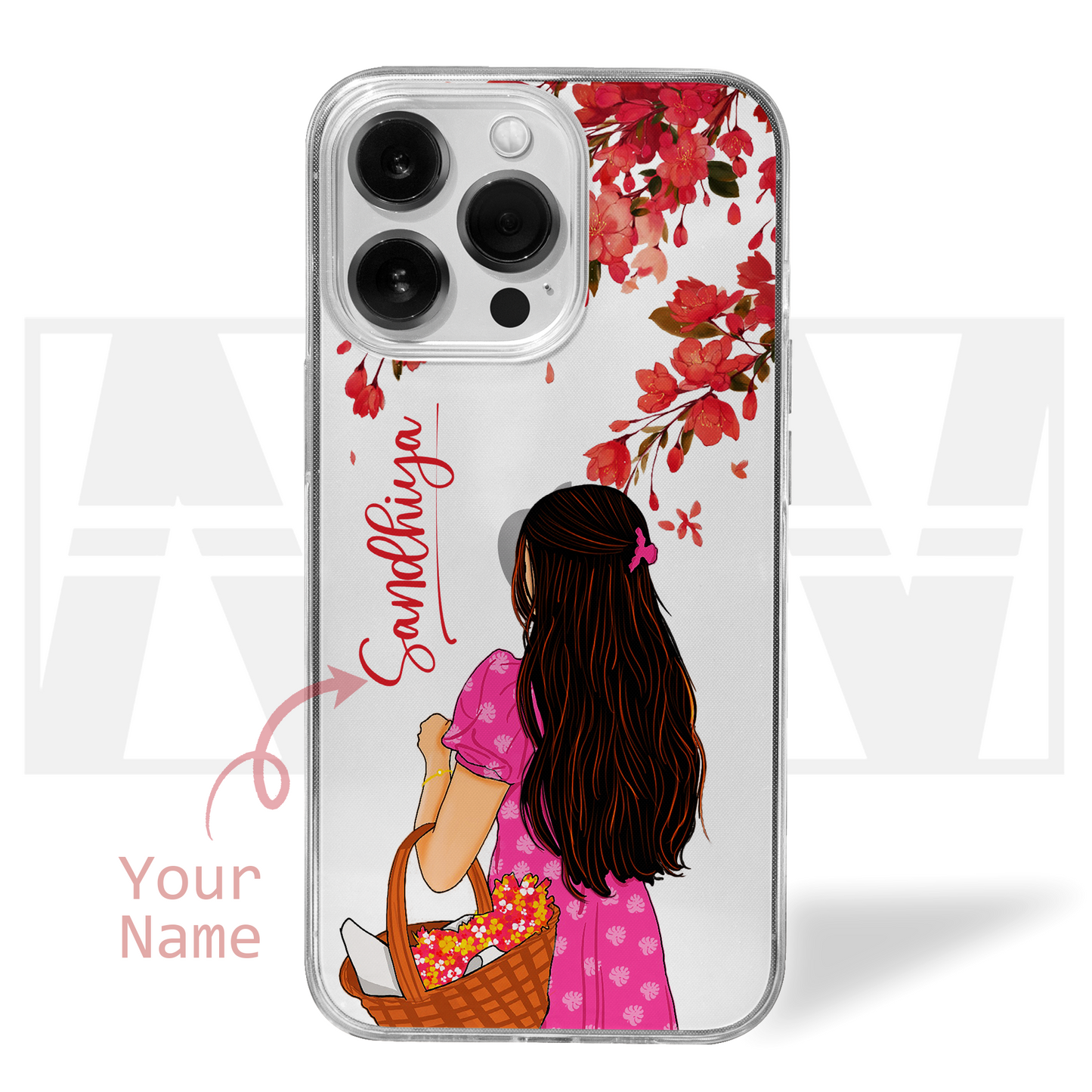 Custom Name Blossom Dreams Girly Clear Silicone Case