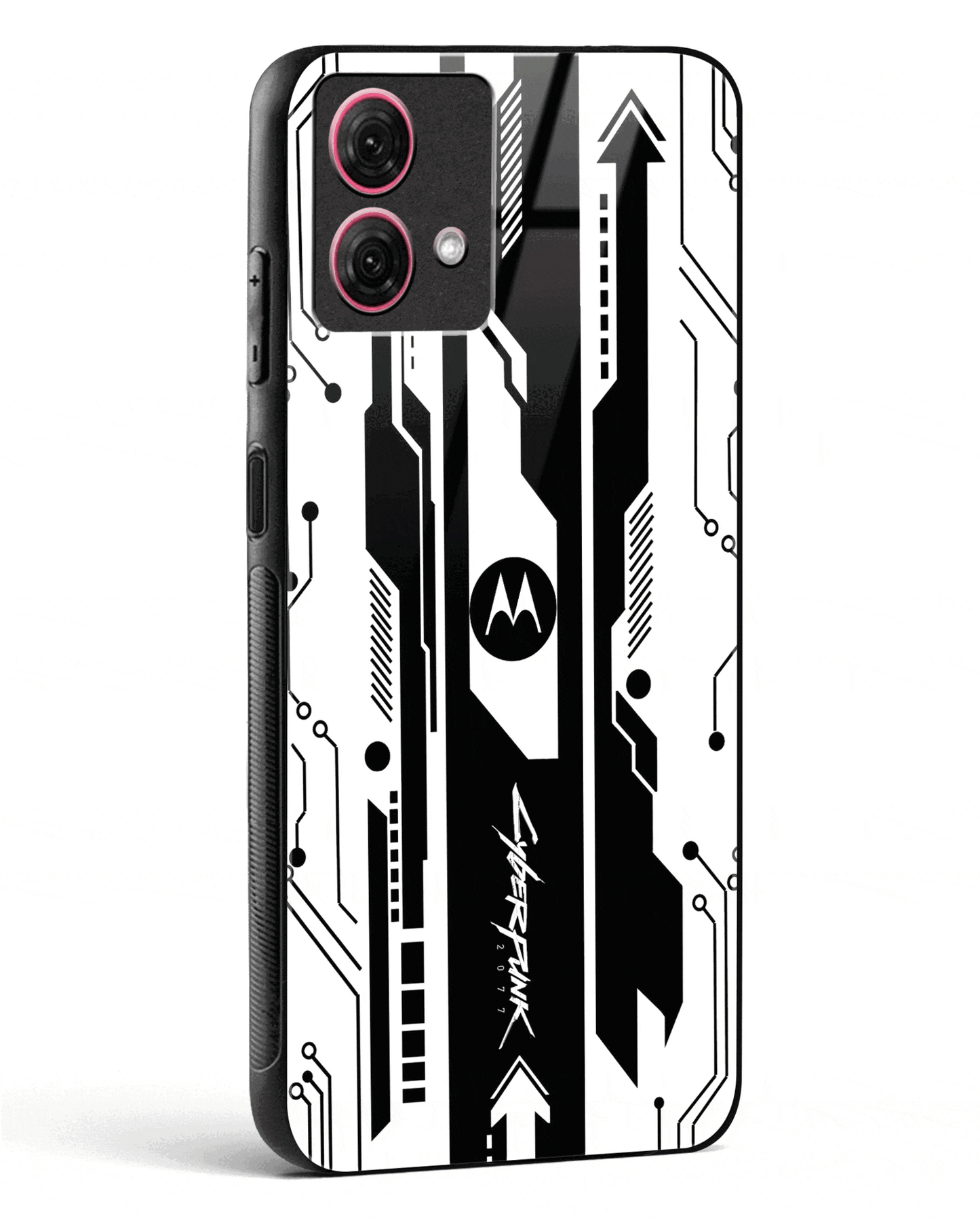 Gaming Abstract Glass Phone Case-Moto G84 5G (Black, Red, White, Yellow & Green)