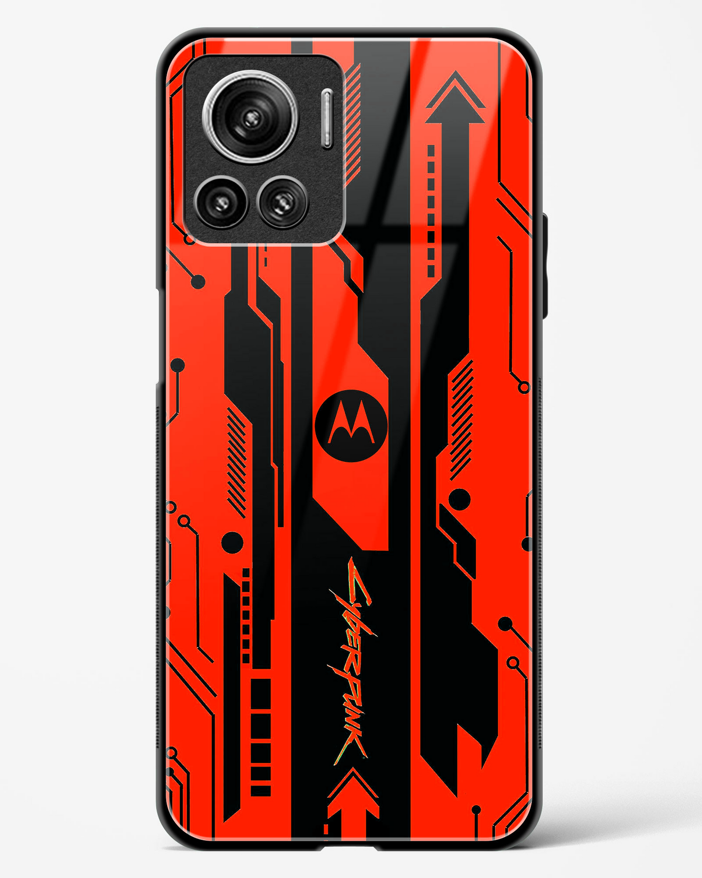 Gaming Abstract Glass Phone Case-Motorola Edge 30 Ultra (Black, Red, White, Yellow & Green)