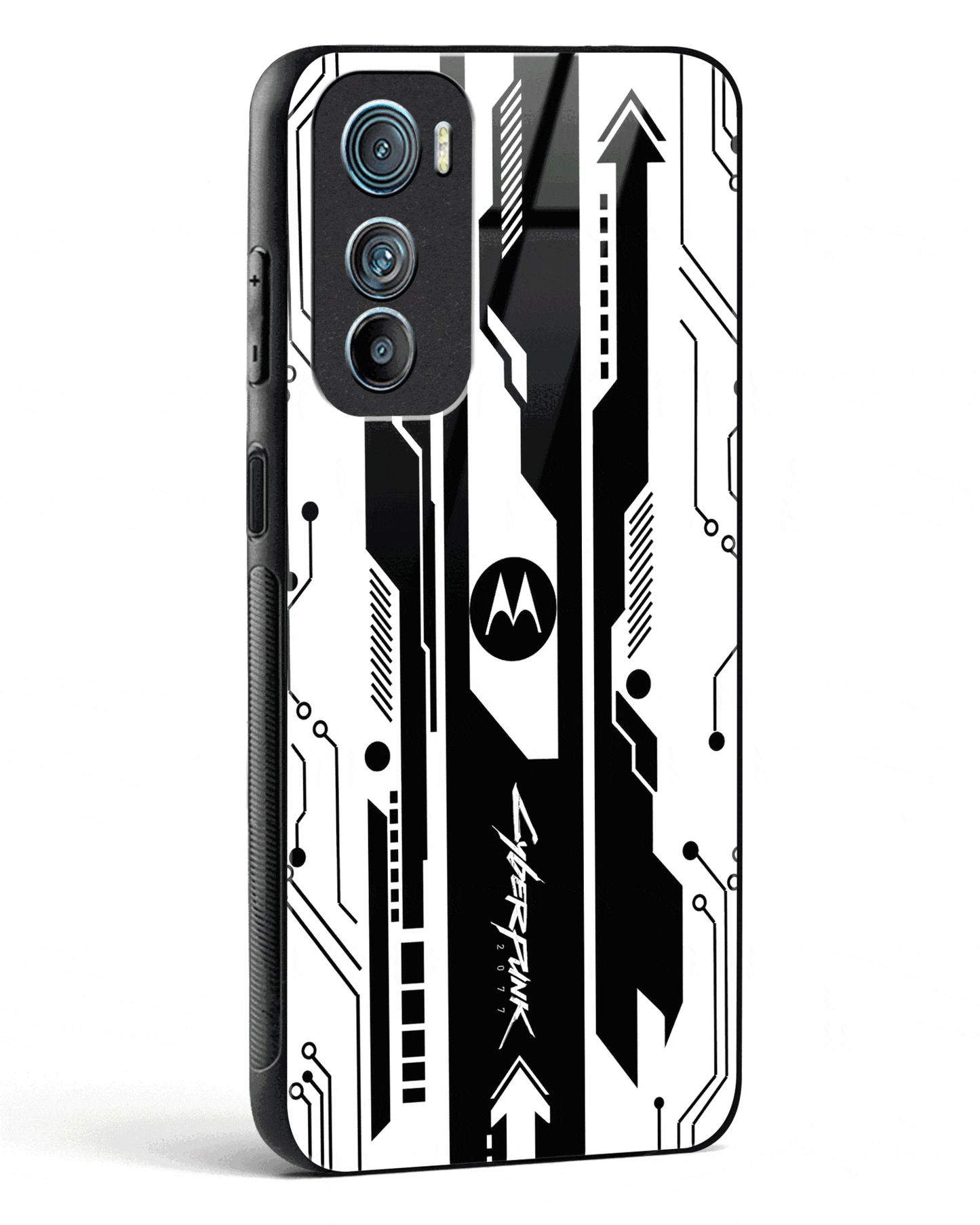 Gaming Abstract Glass Phone Case-Motorola Edge 30 (Black, Red, White, Yellow & Green)