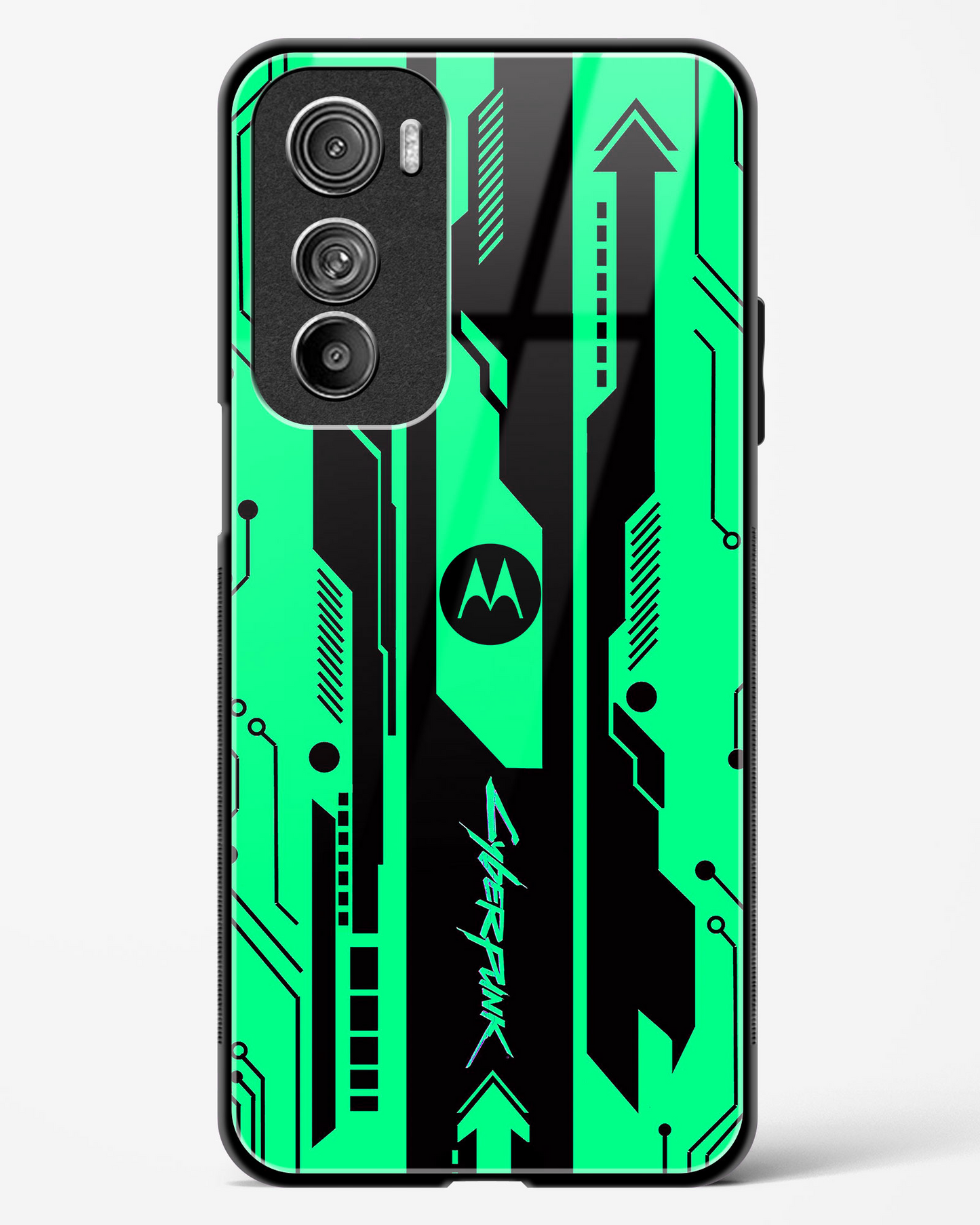 Gaming Abstract Glass Phone Case-Motorola Edge 30 (Black, Red, White, Yellow & Green)