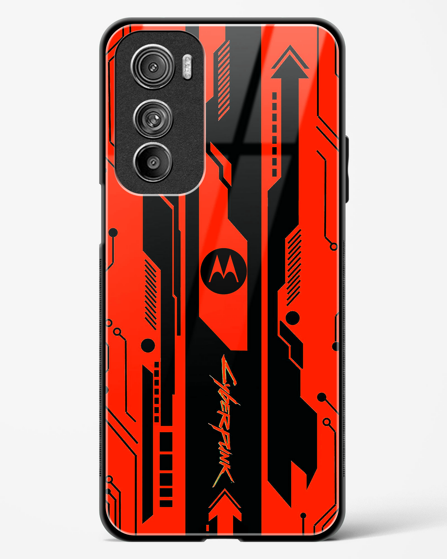 Gaming Abstract Glass Phone Case-Motorola Edge 30 (Black, Red, White, Yellow & Green)