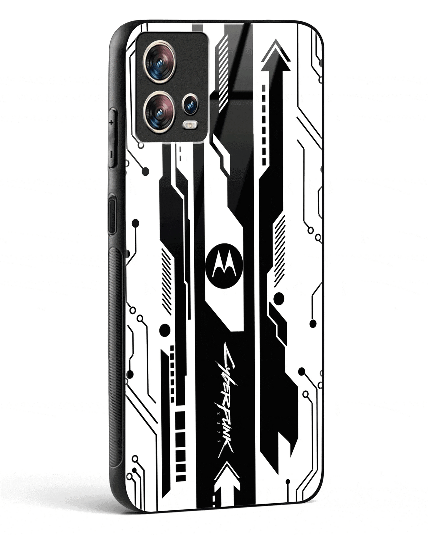 Gaming Abstract Glass Phone Case-Motorola Edge 30 Fusion (Black, Red, White, Yellow & Green)